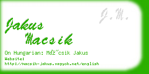 jakus macsik business card
